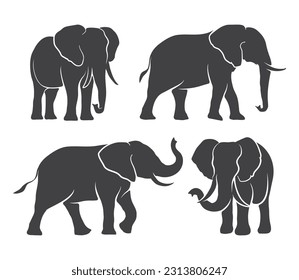 Elephant logo collection. Elephant silhouette set. Elephant icon symbol pack. Vector illustration