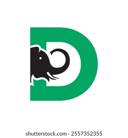 Elephant Logo combine with letter D vector template