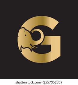 Elephant Logo combine with letter G vector template