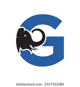 Elephant Logo combine with letter G vector template