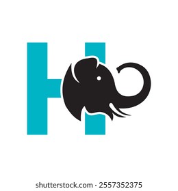 Elephant Logo combine with letter H vector template