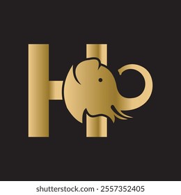 Elephant Logo combine with letter H vector template