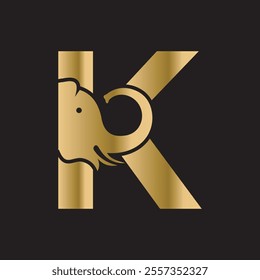 Elephant Logo combine with letter K vector template