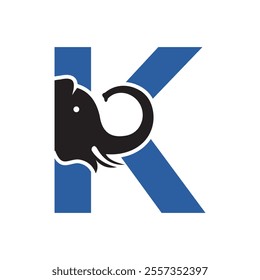 Elephant Logo combine with letter K vector template