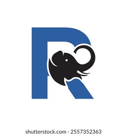 Elephant Logo combine with letter R vector template