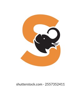 Elephant Logo combine with letter S vector template