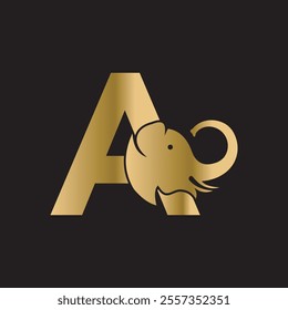 Elephant Logo combine with letter A vector template