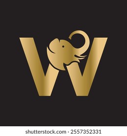 Elephant Logo combine with letter W vector template