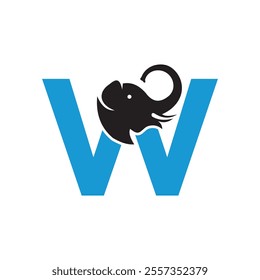 Elephant Logo combine with letter W vector template