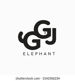 Elephant logo concept with a combination of the letters G and J