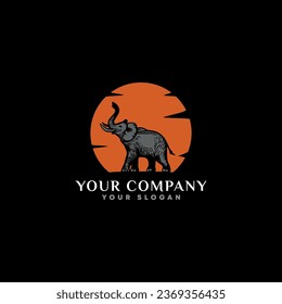 Elephant logo concept - vector illustration design on dark background