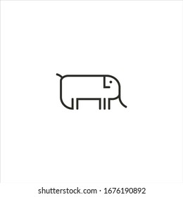 Logo elefante con colmillos, silueta animal, simple geométrica lineal 