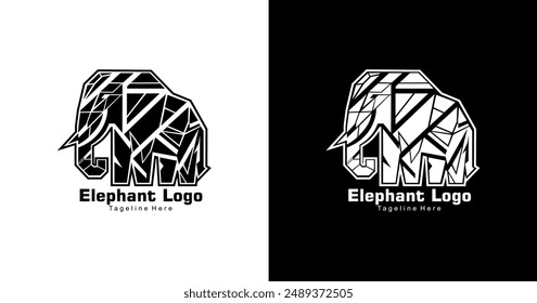 Elephant logo design with geometric shapes and modern style