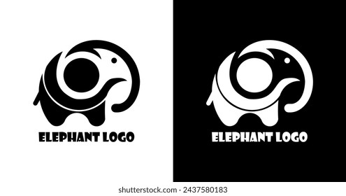 elephant logo design in an iconic, minimalist and simple style