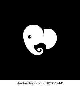 elephant Logo Design LOve Monogram Icon Vector Template