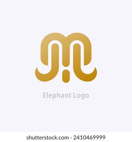 Elephant Logo design. M letter logo vector. Elephant icon modern. Logo initial M. vector illustration