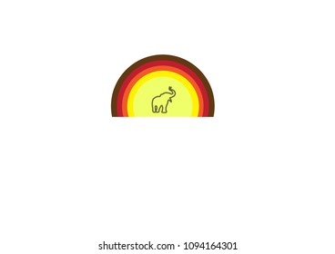 Elephant logo design on abstract colorful sunset.