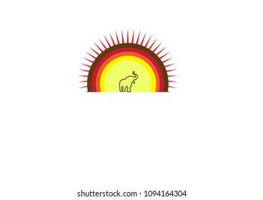 Elephant logo design on abstract colorful sunset.
