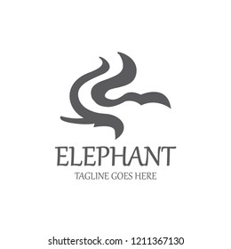 Elephant logo design template. Creative linear animal logotype. Vector illustration