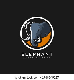 Elephant logo design vector flat color