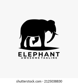 Elephant logo design vector flat color