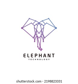 Elephant logo design vector with technology concept
