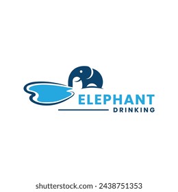 Elephant Logo design Vector template Elephant drinking water from lake