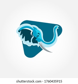 Elephant Logo With Flat Style Design