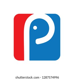 Elephant logo. Funny Icon. Cute mammal symbol. Vector Eps 10.