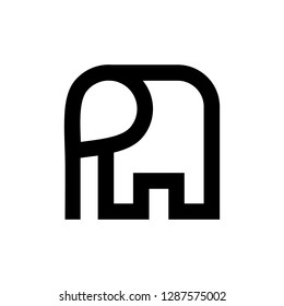 Elephant logo. Funny Icon. Cute mammal symbol. Vector Eps 10.