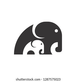 Elephant logo. Funny Icon. Cute mammal symbol. Vector Eps 10.