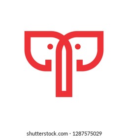 Elephant logo. Funny Icon. Cute mammal symbol. Vector Eps 10.