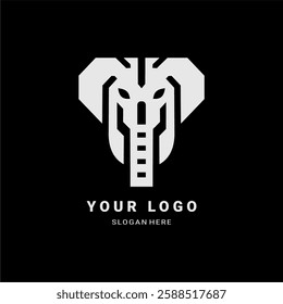 Elephant Logo. A futuristic, symmetrical emblem resembling a mechanical beast. Perfect for tech brands, esports, or cyber-themed designs. Bold, modern, and powerful,