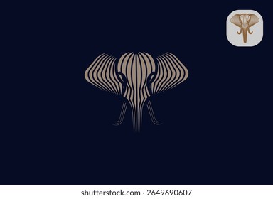 Elephant logo, Geometric Elephant face in line art logo inspiration, vector illustration