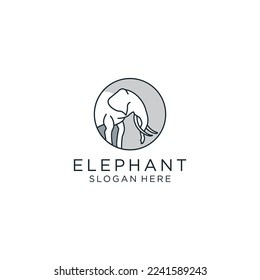 Plantilla de diseño de icono del logotipo del elefante vector plano
