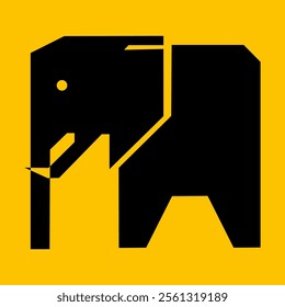 elephant logo icon on yellow editable background for commercial