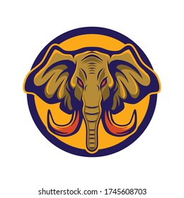 Elephant logo illustration isolated in white background.