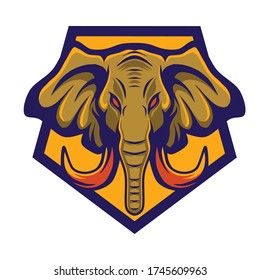 Elephant logo illustration isolated in white background.