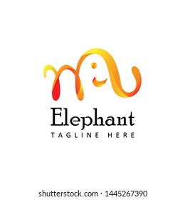 elephant logo, initial letter M logo,  template design vector with isolated white background