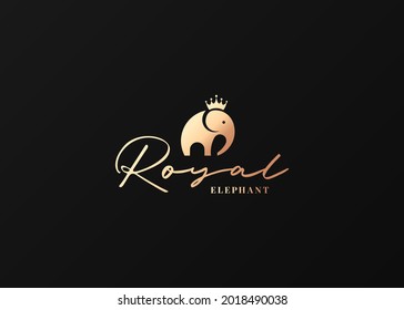 Elephant logo king concept on black background