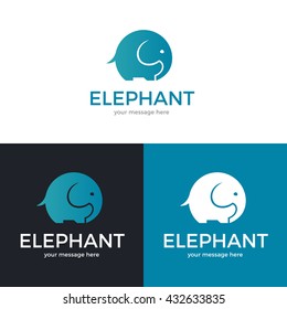 Elephant logo, label, icon design. Abstract elephant silhouette template. Vector illustration.