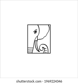 elephant logo or label. Line style logotype template. Easy to use business templates. Abstract vector logo or emblem. line