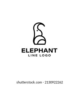 Elephant logo line art design vector illustration template