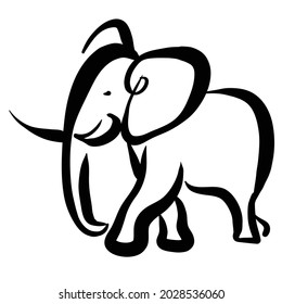 Elephant logo Line art vector illustration