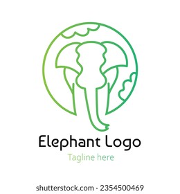 Elephant logo line art vector illustration on white background with dummy text.