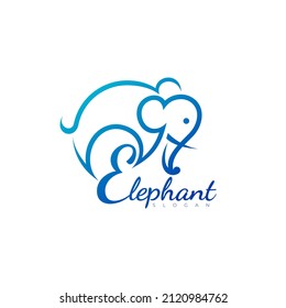 Elephant logo with line style, simple icon, animal logo vector