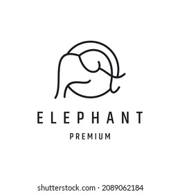 Icono de estilo lineal del logotipo del elefante sobre fondo blanco