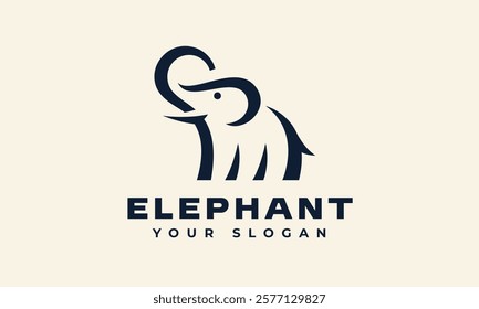 Elephant Logo Minimalist Style Vector Ivory Design African Safari Wildlife Animal