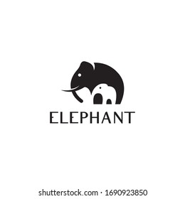 Elephant logo parent and baby elephant vector template.