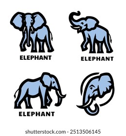 Elephant logo set. Vector illustration.